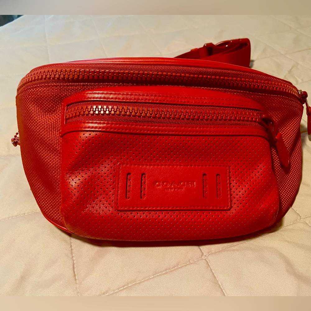 Coach Red Belt leather/mesh Bag New but no tags